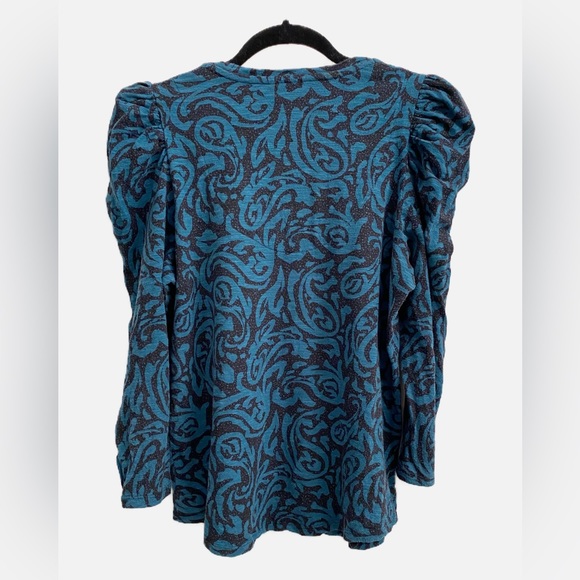 Chico's Paisley Romantic Tee Green V-neck 3/4 Sleeves Knit Top - Picture 4 of 6